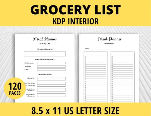 Grocery List Meal Planner: Versatile KDP Interior