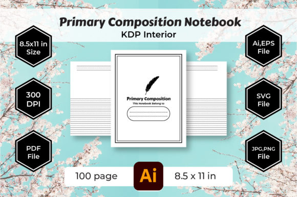 Primary Composition Notebook Interior for KDP Success